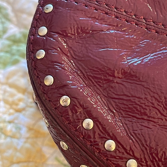 Michael Kors Burgundy Studded Satchel - Picture 4 of 6